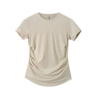 T-shirt rafraîchissant de luxe en Tencel pour femme — Détail froncé amincissant