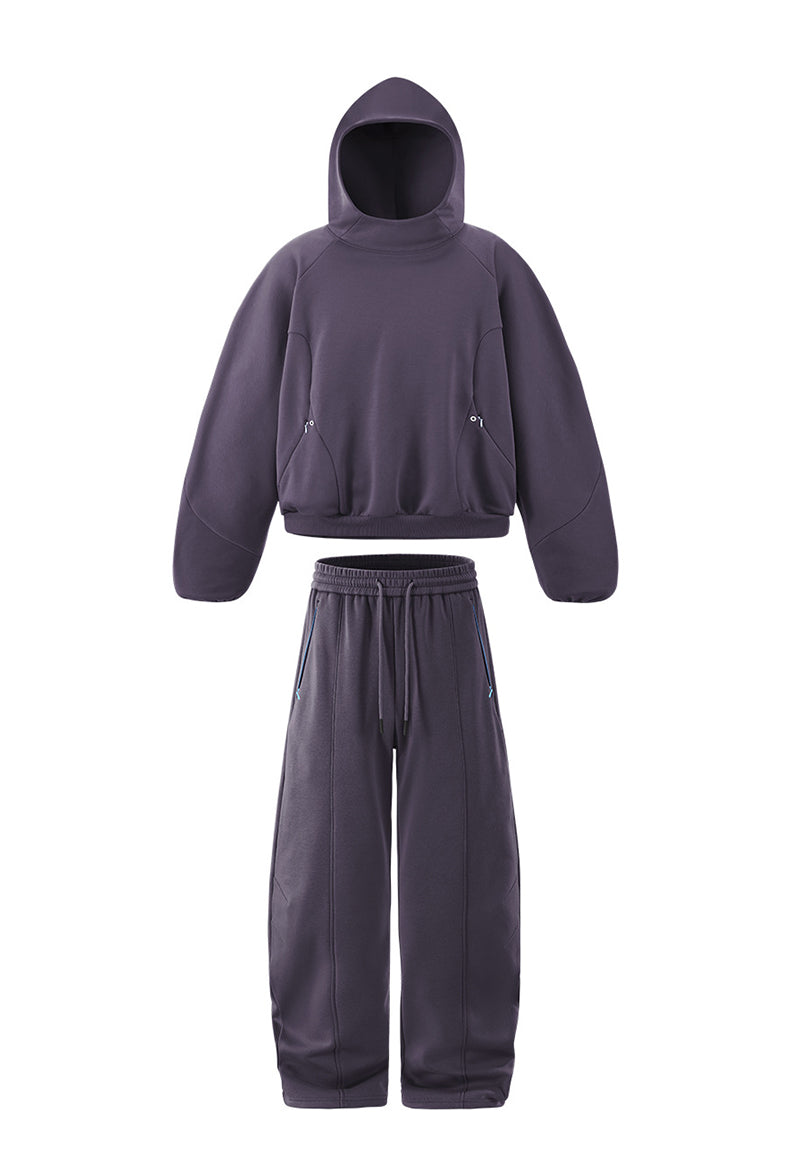 Ensemble sweat à capuche et pantalon de jogging non-genré en molleton déstructuré - F